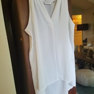 Avenue tunic tank top high front low back white
